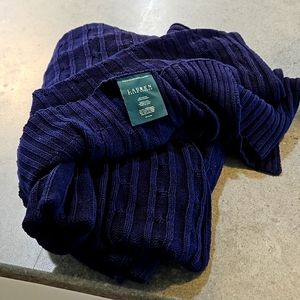 Ralph Lauren Navy Cable Knit Throw EUC